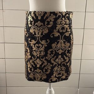 Dynamite Gold Sequin Pencil Mini Skirt